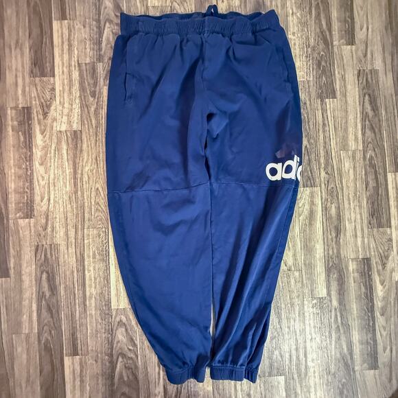 Adidas Men’s Navy Blue Logo Jogger Sweatpants 2XL Elastic Waist Cuffed Leg - Picture 2 of 8